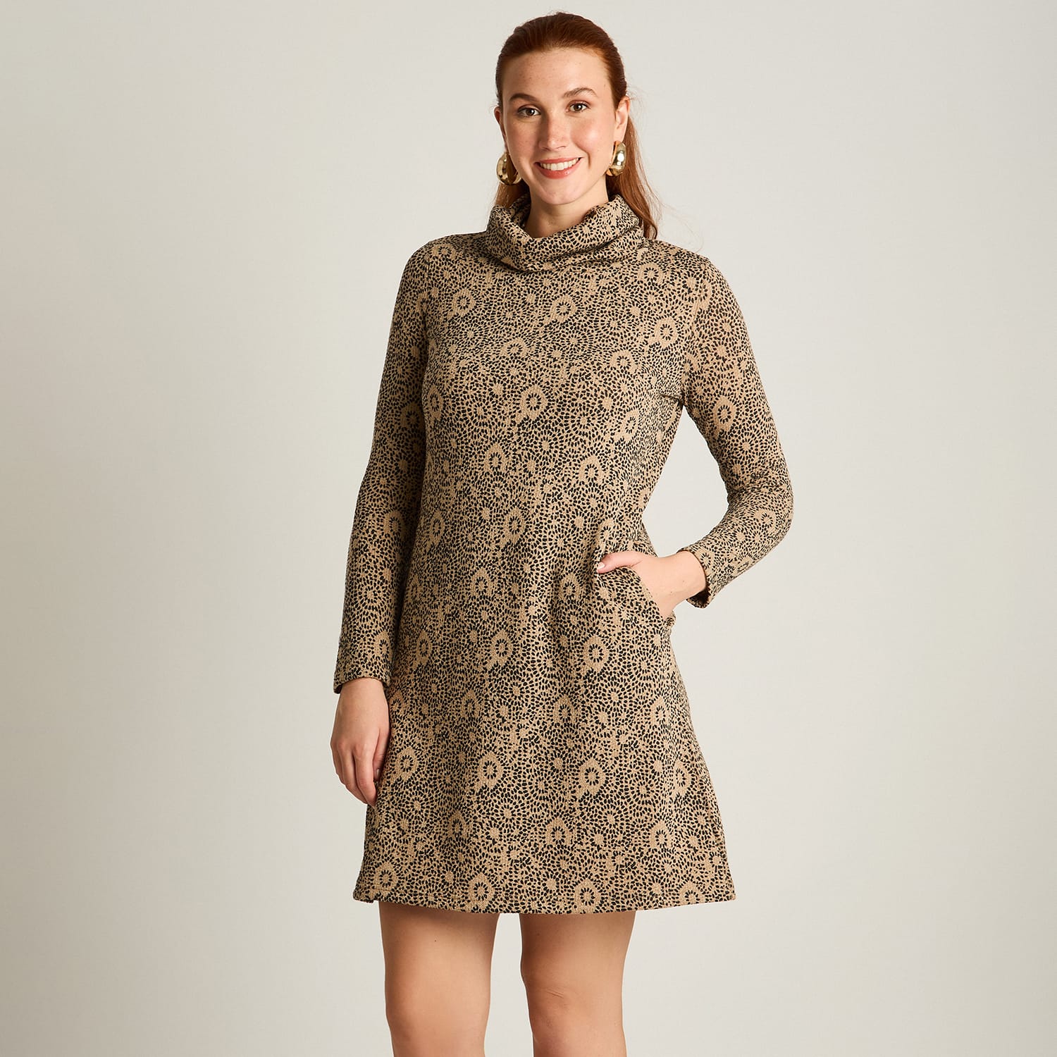 Vestido Midi Camel Midi Elasticidad Media Con Forro Calce Normal Tela Camant